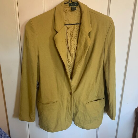 J. Crew Women's Sz 4 Blazer Lined Wool Cashmere Mustard Career Travel Academia - Picture 2 of 5